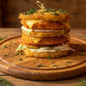 Дранбургер с двойной куриной котлетой