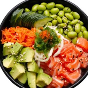 Боул с лососем терияки