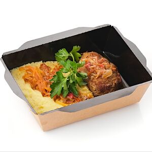 Котлета мясная с пюре