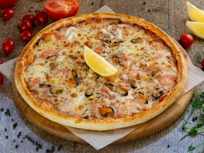  Пицца Моритини с морепродуктами