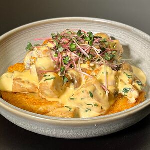 Хашбрауны с цыплёнком и грибами