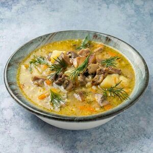 Суп с пшеном и белыми грибами