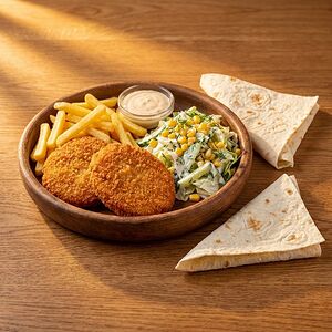 Тарелка с котлетой из мяса птицы