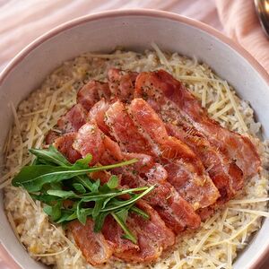 Овсяная каша с беконом и пармезаном 