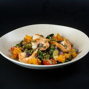 Салат с тыквой и креветками