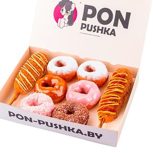 2 корн-дога и 6 пончиков