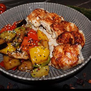 Шашлык из индейки с овощами