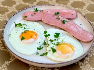 Глазунья с сосисками