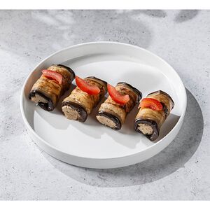 Баклажановые рулеты с творогом и мятой