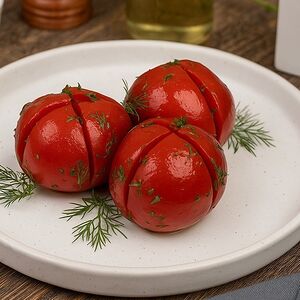 Соленые помидоры с зеленью
