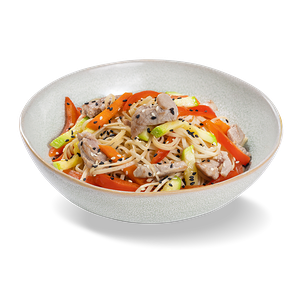 Лапша Яичная со свининой и овощами