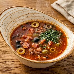 Солянка мясная с копчёностями