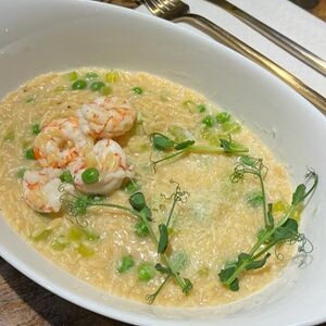 Орзо с креветками и базиликом