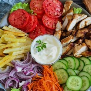 Шаурма на тарелке из курицы