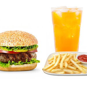 Биф бургер + фри + напиток на выбор 0,5