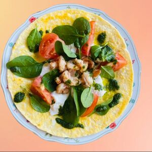 Омлет с креветками и страчателлой