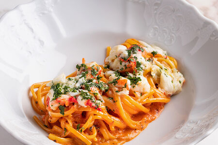 Лингвини с крабом в сливочном соусе