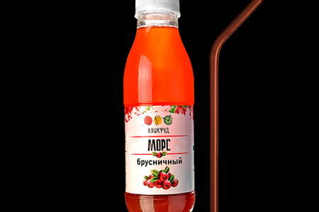 Морс Квик Фуд брусничный с трубочкой