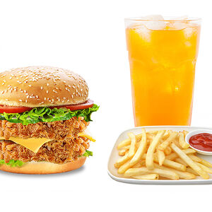 Double Чикен филе бургер + фри + напиток на выбор 0,5