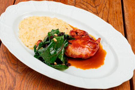 Утиная ножка с пастой орзо