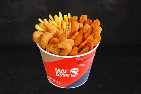 Баскет 12 креветок и сырные палочки