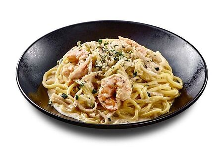 Карбонара с креветками 