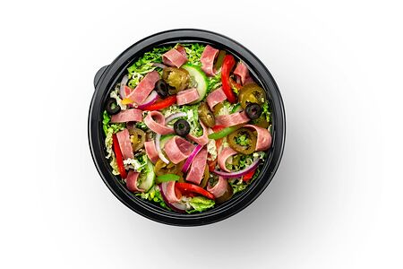 Салат Ростбиф с нежными ломтиками говядины с сыром моцарелла