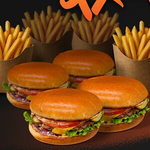 Мега бургер (4 шт.), картошка фри (4 шт.)