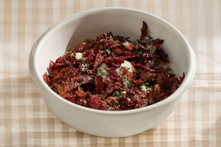 Овсянка аль помодоро с беконом и яйцом пашот