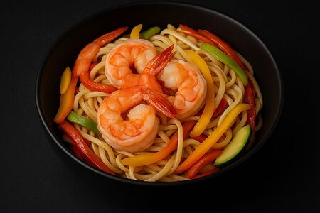 Удон с креветками