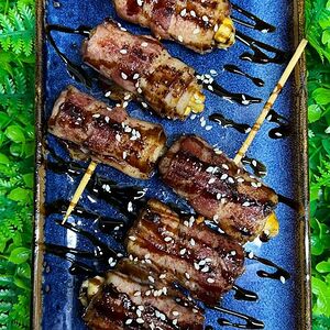 Шашлычки из мидий в беконе