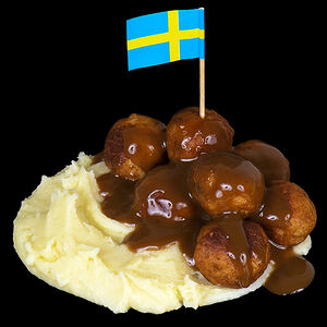 Фрикадельки с гарниром под мясным соусом (демиглас)