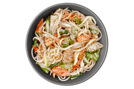 Сливочный Вок с кальмаром и лососем