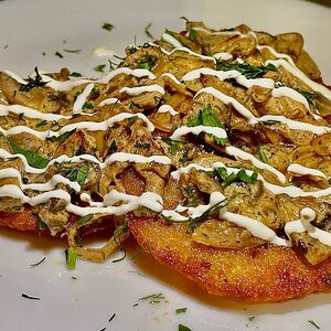 Драники с грибами и луком 