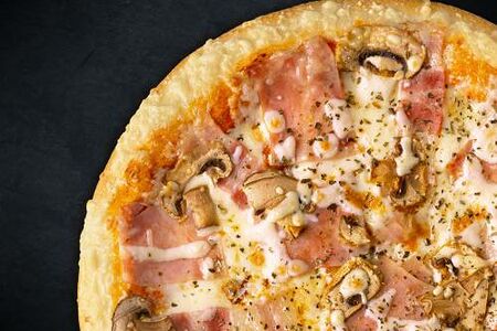 Мясная с грибами 25 см (толстое с сыром)