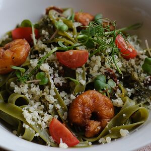 Паста с креветками и вялеными томатами 220 гр