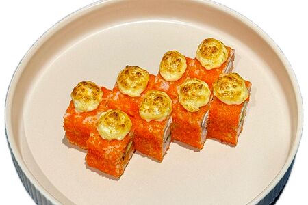 Запеченный с угрем в икре тобико