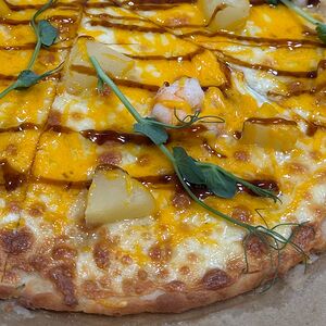 ПП пицца Гавайская с ананасом и креветками без глютена