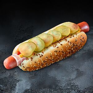 Датский хот-дог Колбаска с беконом