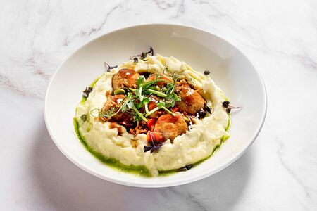 Тефтели со шпинатом и картофельными пюре