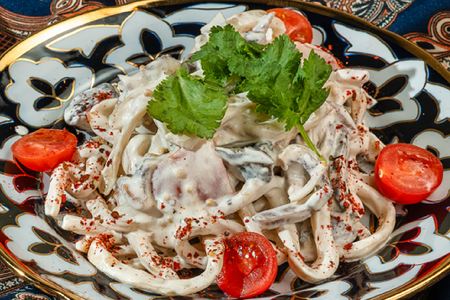 Сливочный лагман с языком