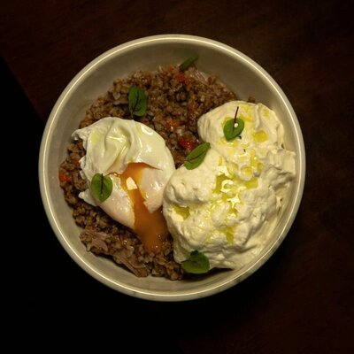 Каша с рваной уткой