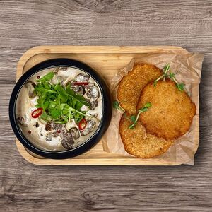 Бефстроганов с драниками