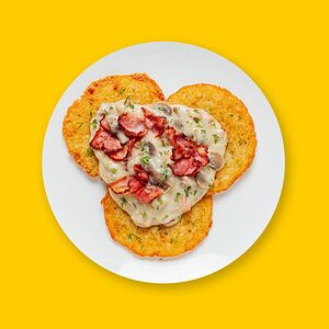 Драники с беконом и грибами 