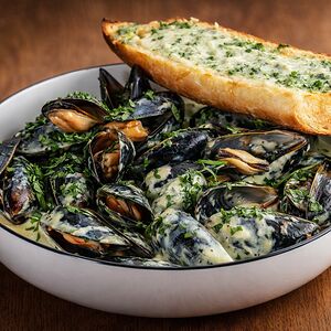 Мидии в соусе горгонзола