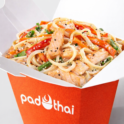 Лосось в сливочном соусе с лапшой удон