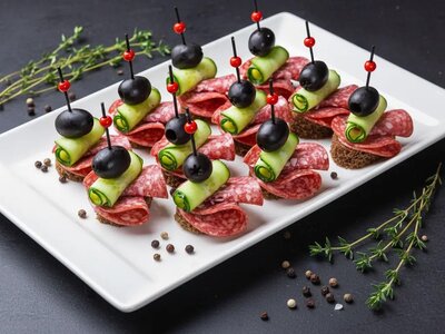 10 Канапе с салями и огурцом