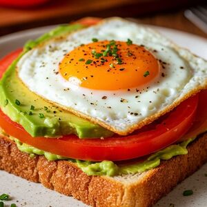 Тост с авокадо, форелью и яйцом