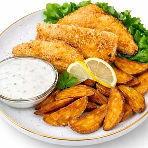 Шницель куриный с картофельными дольками