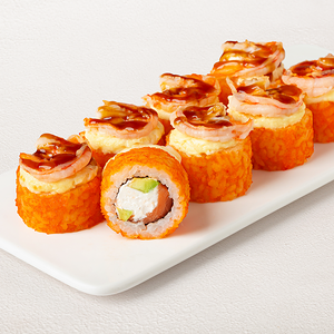 Ролл Креветка с лососем и моцареллой